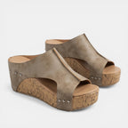 Womens Structured Fabric Platform Sandals | Stylish Open Toe Wedge Slip-On Shoes for Summer 7