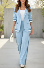 Women's Structured Soft Blend Suit | Tailored Blazer and High-Waisted Pants Set 0