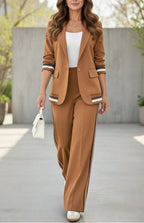 Women's Structured Soft Blend Suit | Tailored Blazer and High-Waisted Pants Set 2