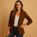 Women's Tailored Blazer | Structured Pink One-Button Slim Fit Jacket 4