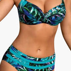 Womens Tropical Print High-Waisted Bikini Set | Structured Underwire Swimwear 1