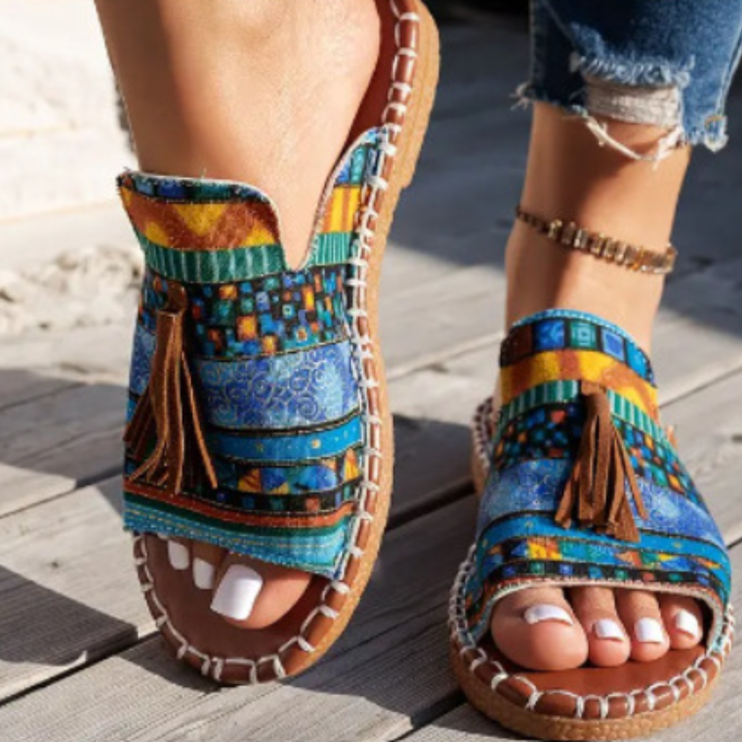 Womens Vibrant Synthetic Flat Sandals | Comfortable Slip-On Summer Footwear 2