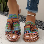 Womens Vibrant Synthetic Flat Sandals | Comfortable Slip-On Summer Footwear 8