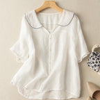Women's Vintage Cotton Blouse | Classic Button-Up Top 0