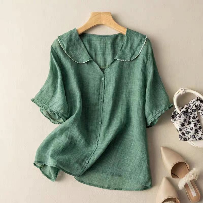 Women's Vintage Cotton Blouse | Classic Button-Up Top 1