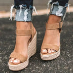 Womens Woven Espadrille Wedge Sandals | Stylish Adjustable Open-Toe Comfort Footwear 1