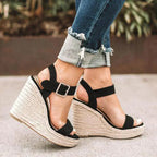 Womens Woven Espadrille Wedge Sandals | Stylish Adjustable Open-Toe Comfort Footwear 2