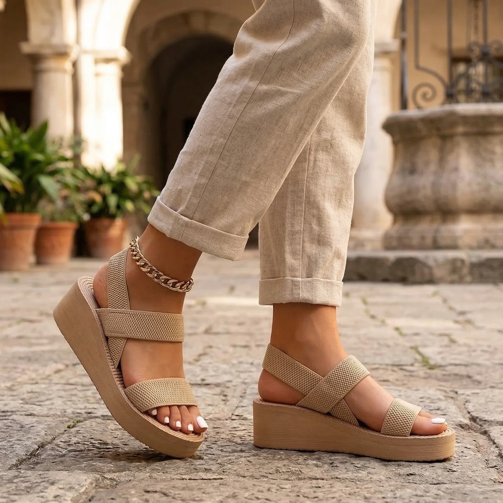 Womens Woven Fabric Platform Sandals | Stylish Open Toe Wedge Shoes for Summer 2