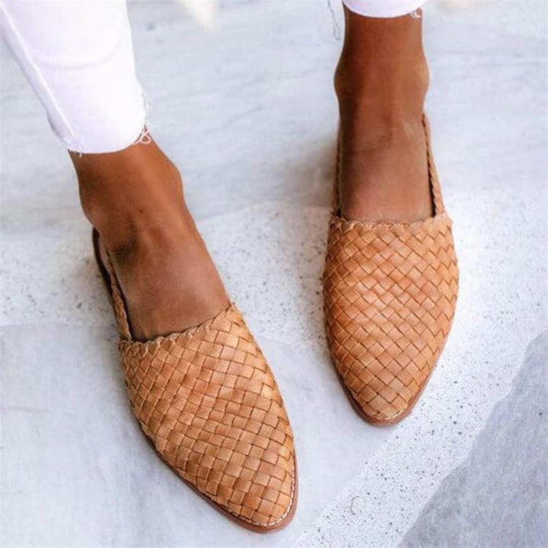 Womens Woven Vegan Leather Ballet Flats | Elegant Lightweight Summer Shoes 3