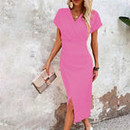 Women's wedding guest dress, midi, V-neck with slit 1