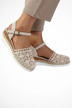 Wren | Women Orthopedic Crochet Ankle Strap Espadrille Wedges 0
