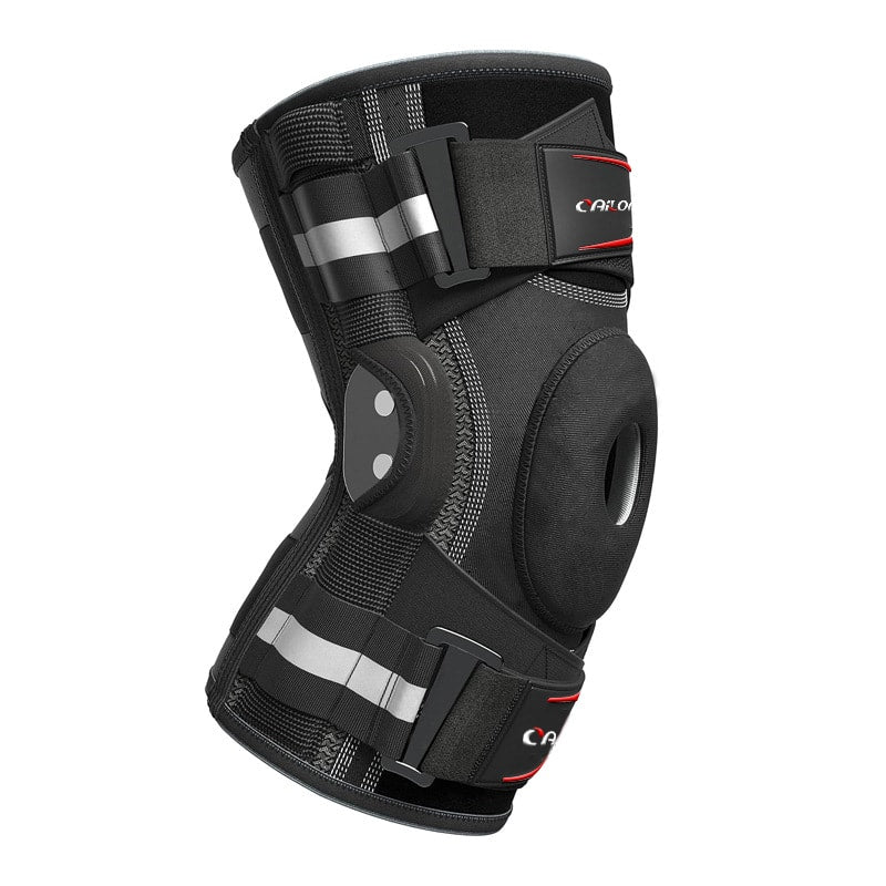 Adjustable Knee Brace with Side Stabilizers and Open Patella Support
