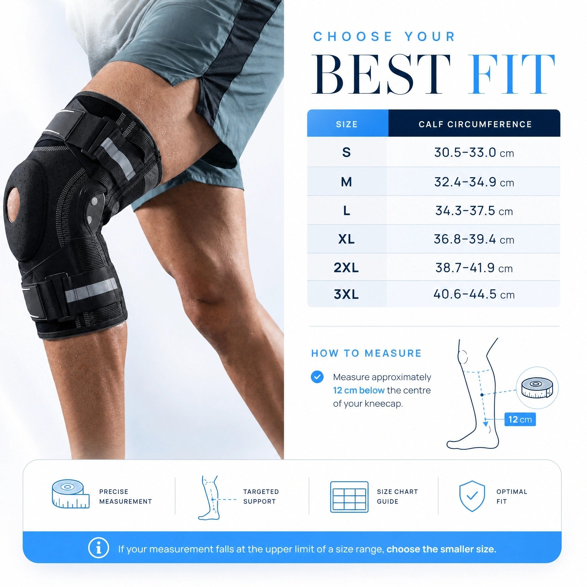 Adjustable Knee Brace with Side Stabilizers and Open Patella Support
