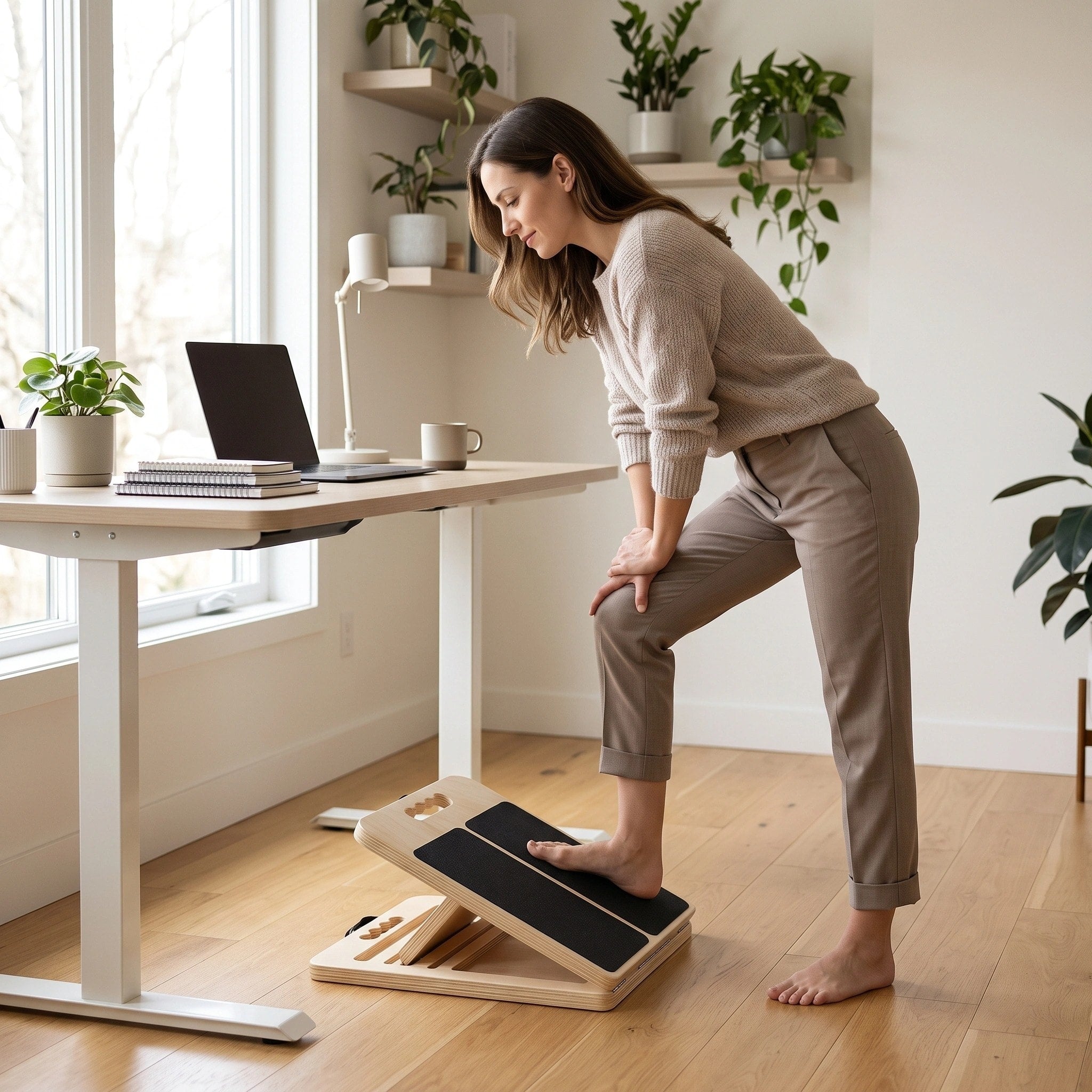 Planche inclinée en bois réglable avec 5 angles d'inclinaison, surface antidérapante et design pliable