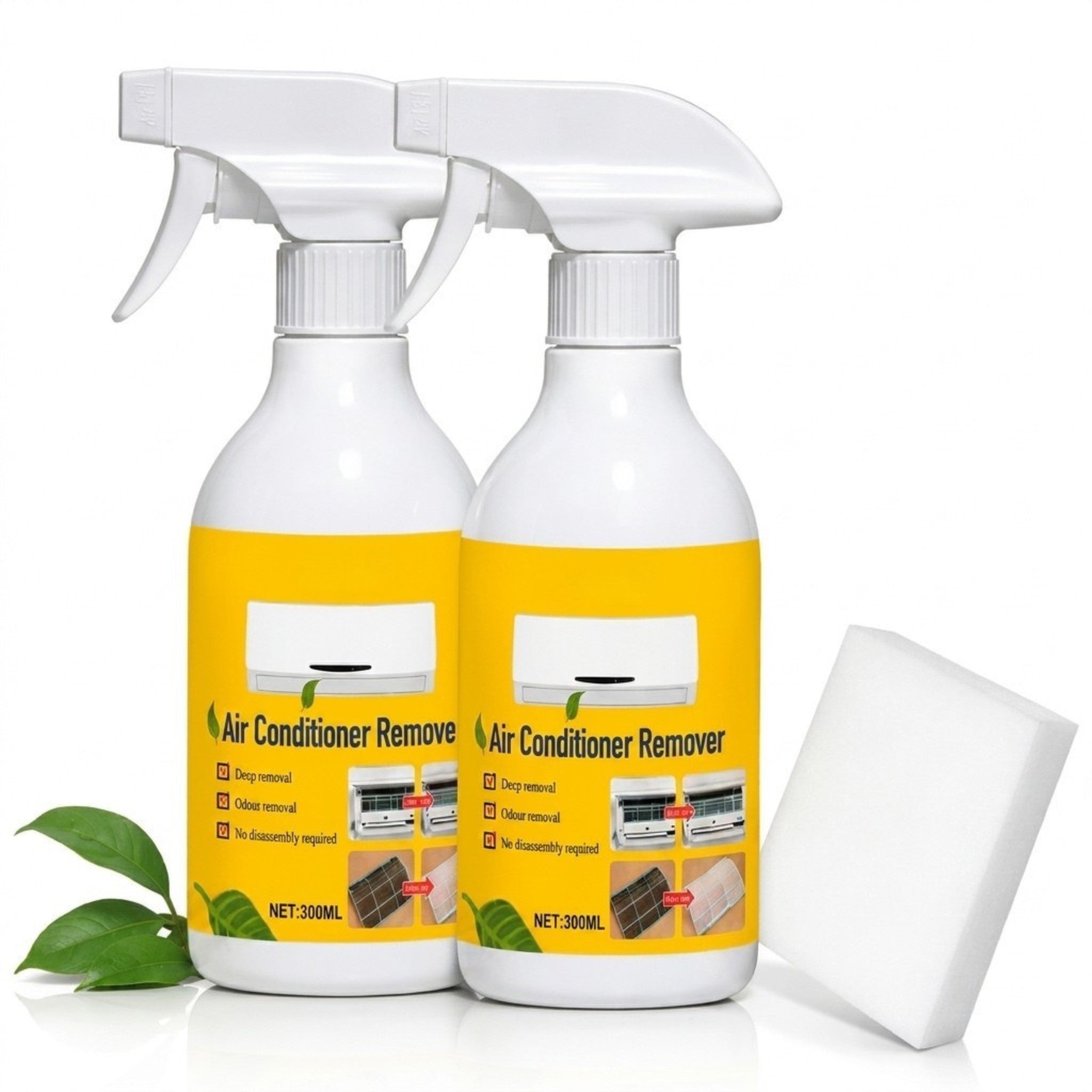 Kit de mantenimiento para aire acondicionado | 2 × 300 ml de spray limpiador para aire acondicionado con esponja