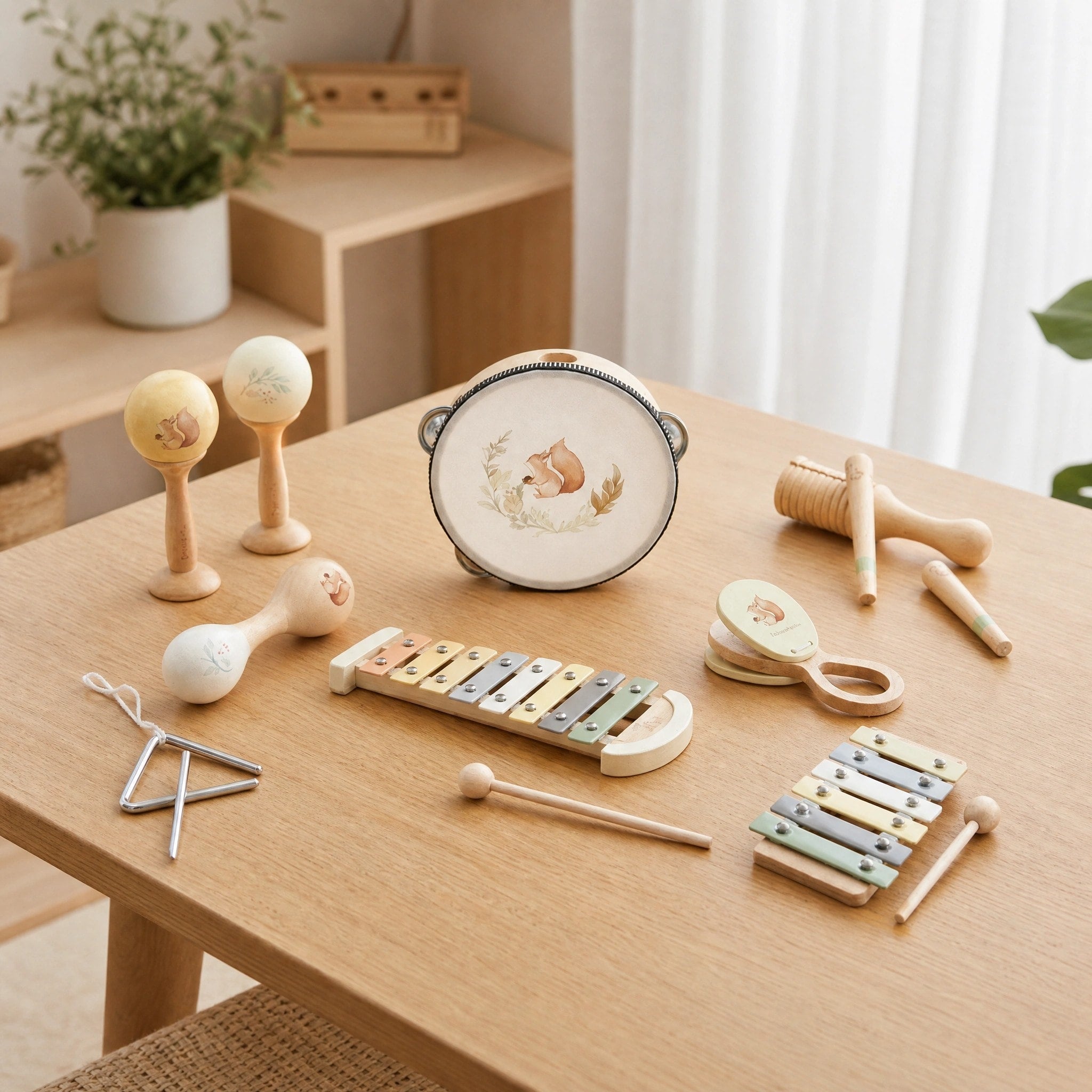 Baby Musical Instrument Set with Tambourine, Maracas and Xylophone
