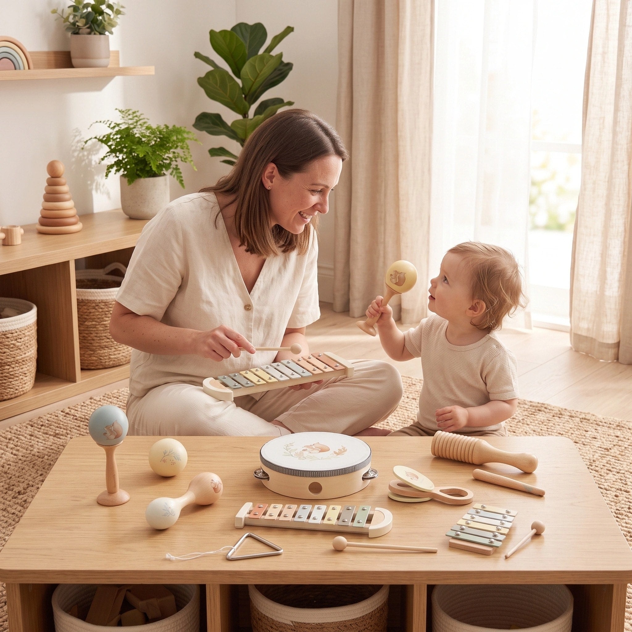 Baby Musical Instrument Set with Tambourine, Maracas and Xylophone