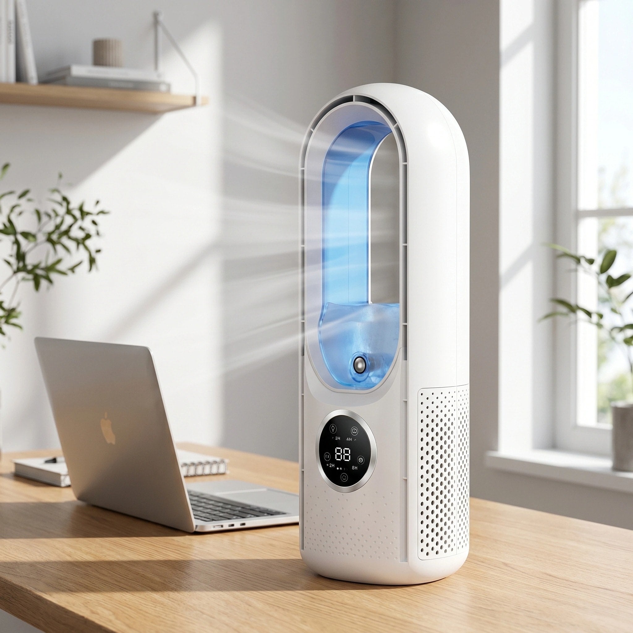 Bladeless Tower Fan | Quiet Air Circulation Fan with Sleep Mode & 24-Hour Timer | Space-Saving Fan for Home Office