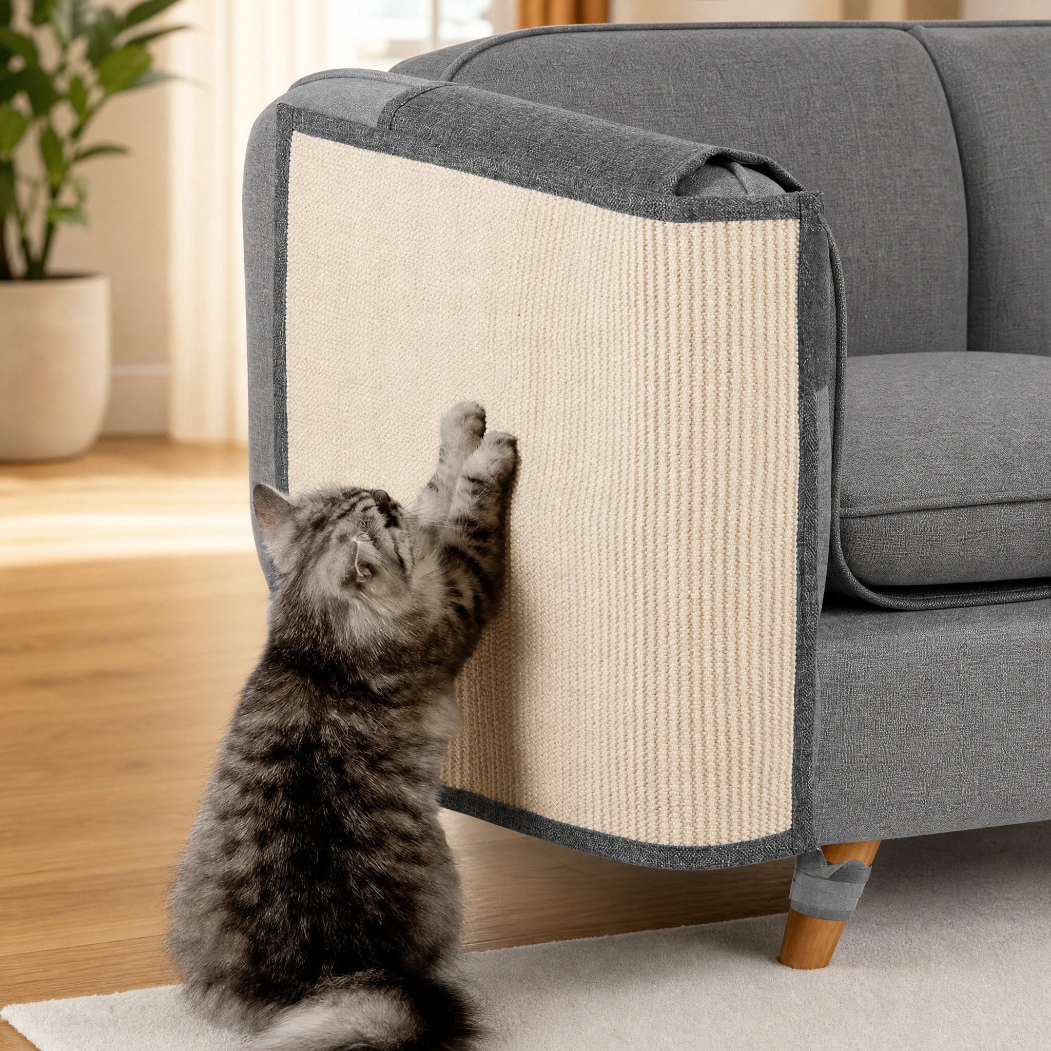 Cat Scratcher Sofa Protector with Wraparound Armrest Design for Furniture