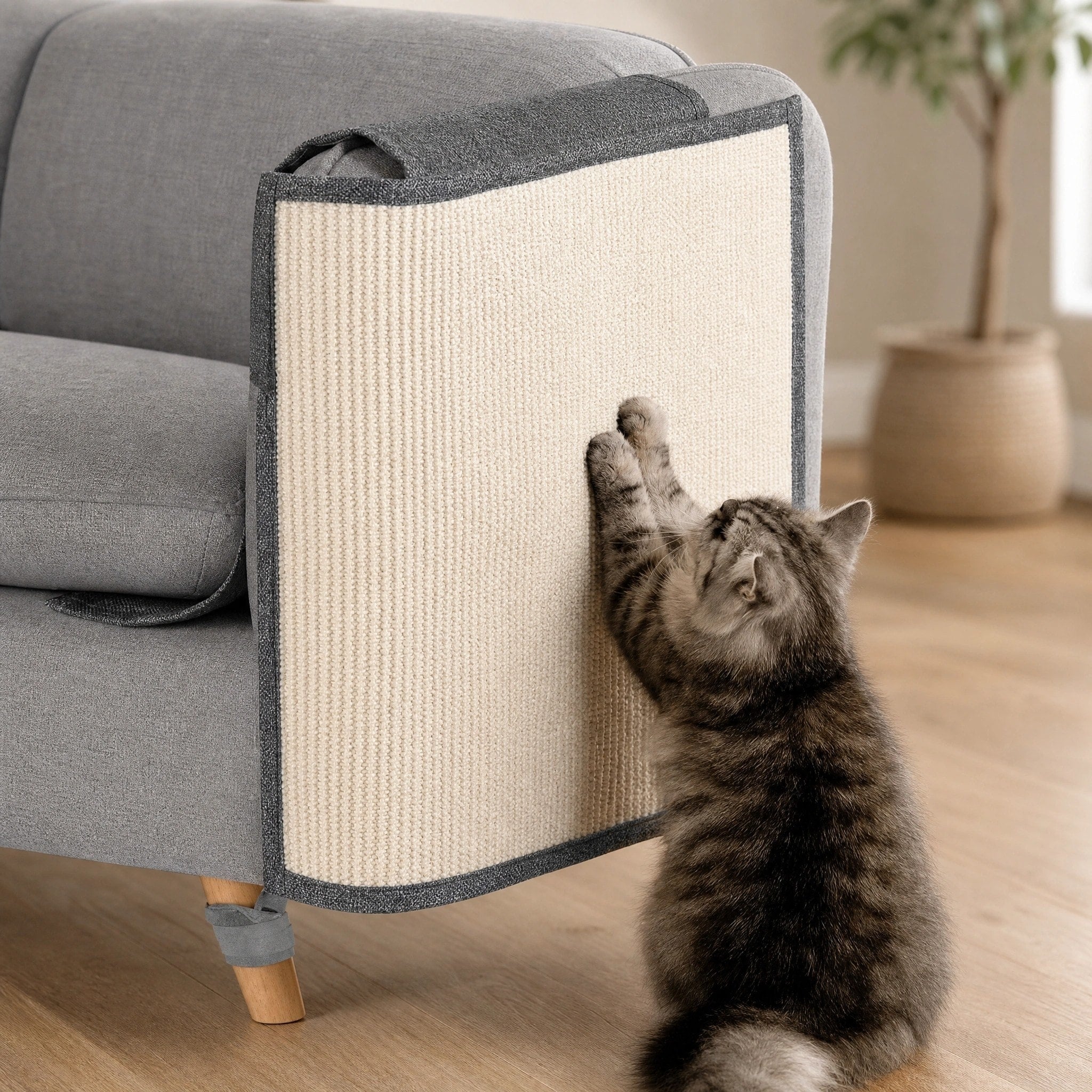 Cat Scratcher Sofa Protector with Wraparound Armrest Design for Furniture