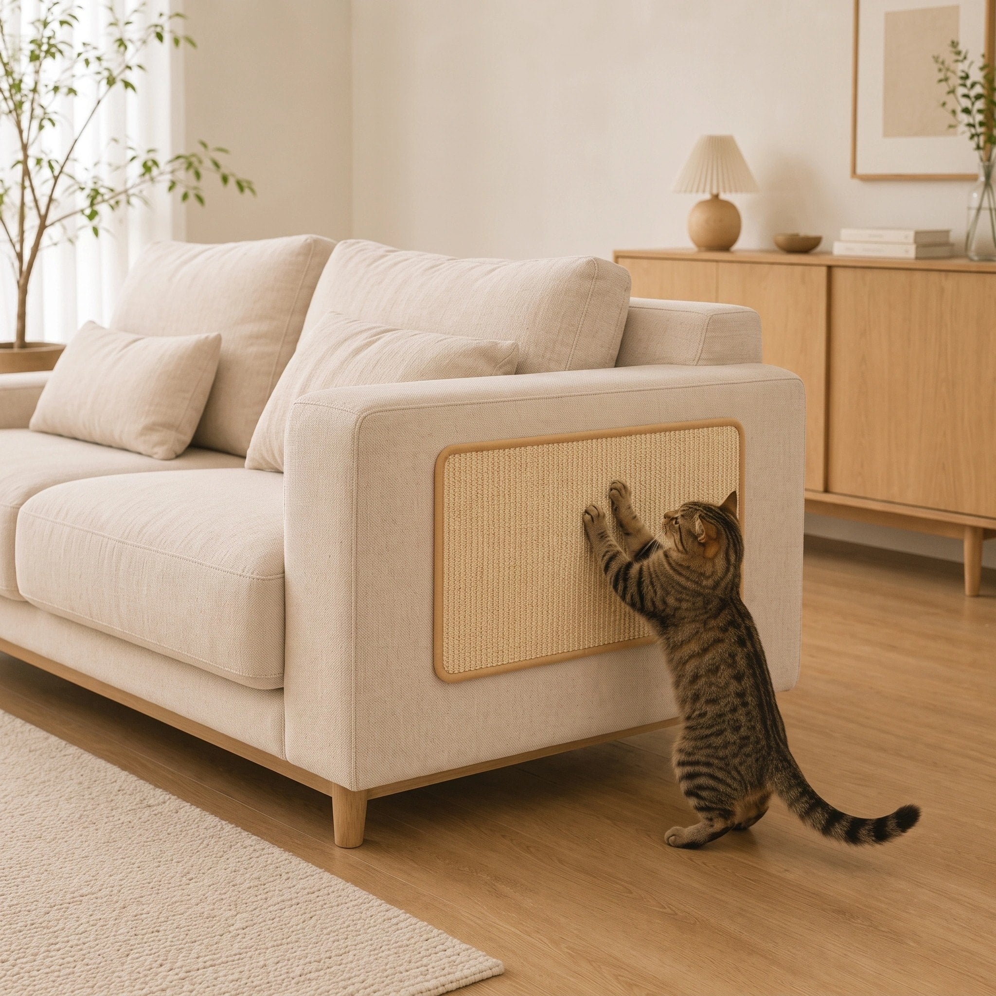 Tapis à griffer pour chat, protecteur de accoudoir de canapé avec surface en sisal synthétique