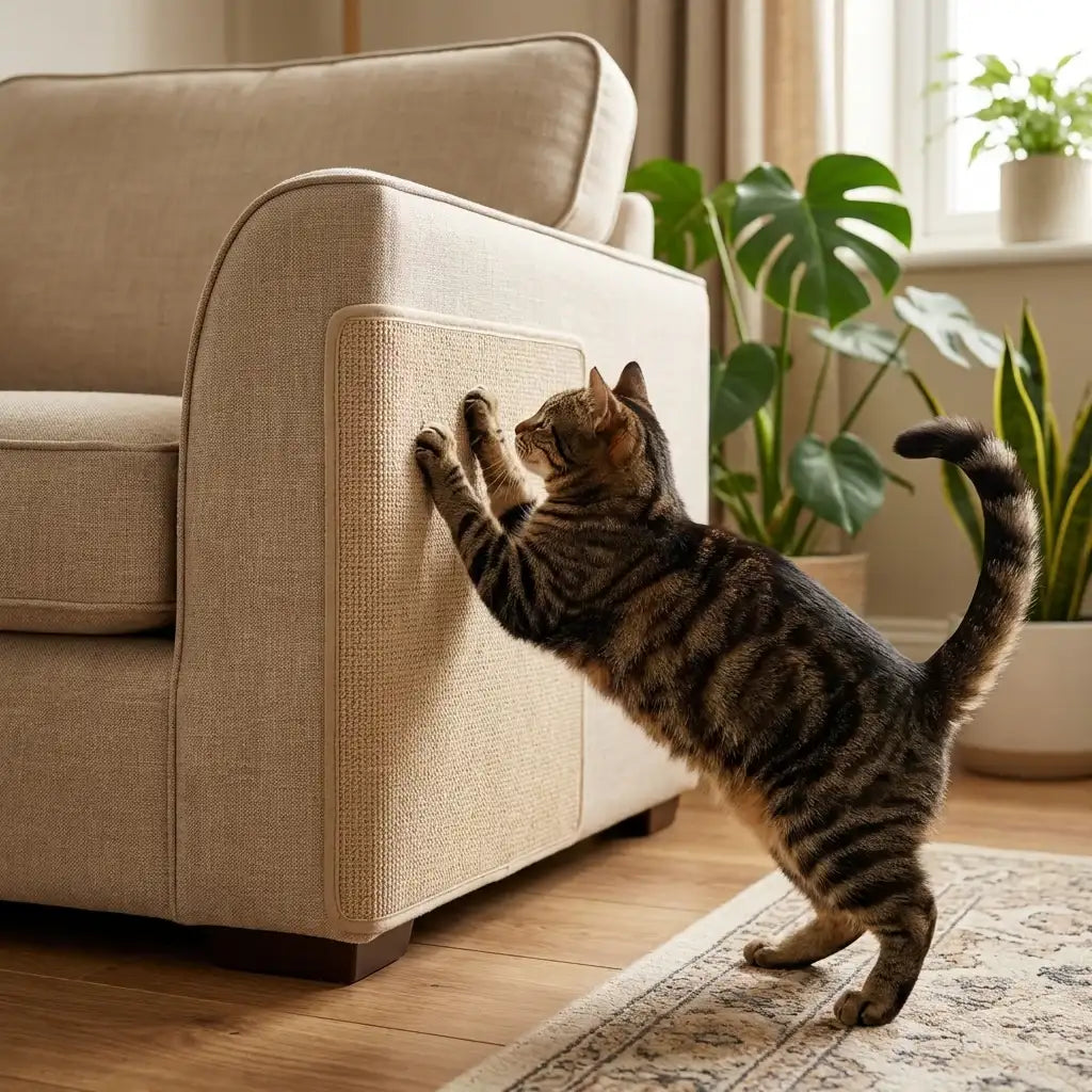 Cat Sofa Arm Protector with Scratch Resistant Cover & Adjustable Fit