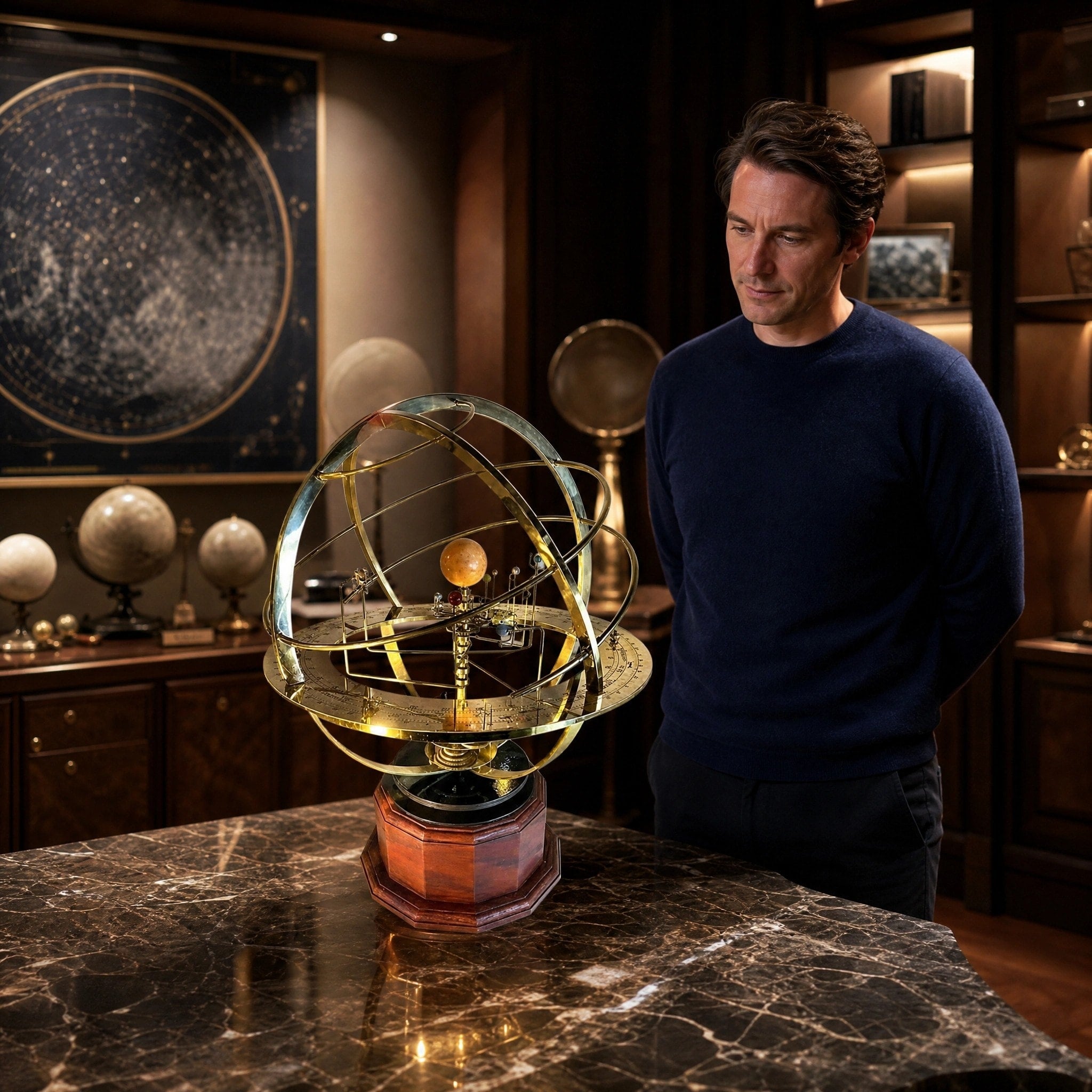 Decorative Solar System Orrery Model with 9 Planets and 28 Moons Display
