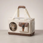 Double Layer Cat Carrier with Detachable Rolling Trolley and Mesh Panels