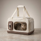 Double Layer Cat Carrier with Detachable Rolling Trolley and Mesh Panels