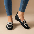 Elianthe | Mocassins à enfiler pour femmes avec détail bijou et bout carré