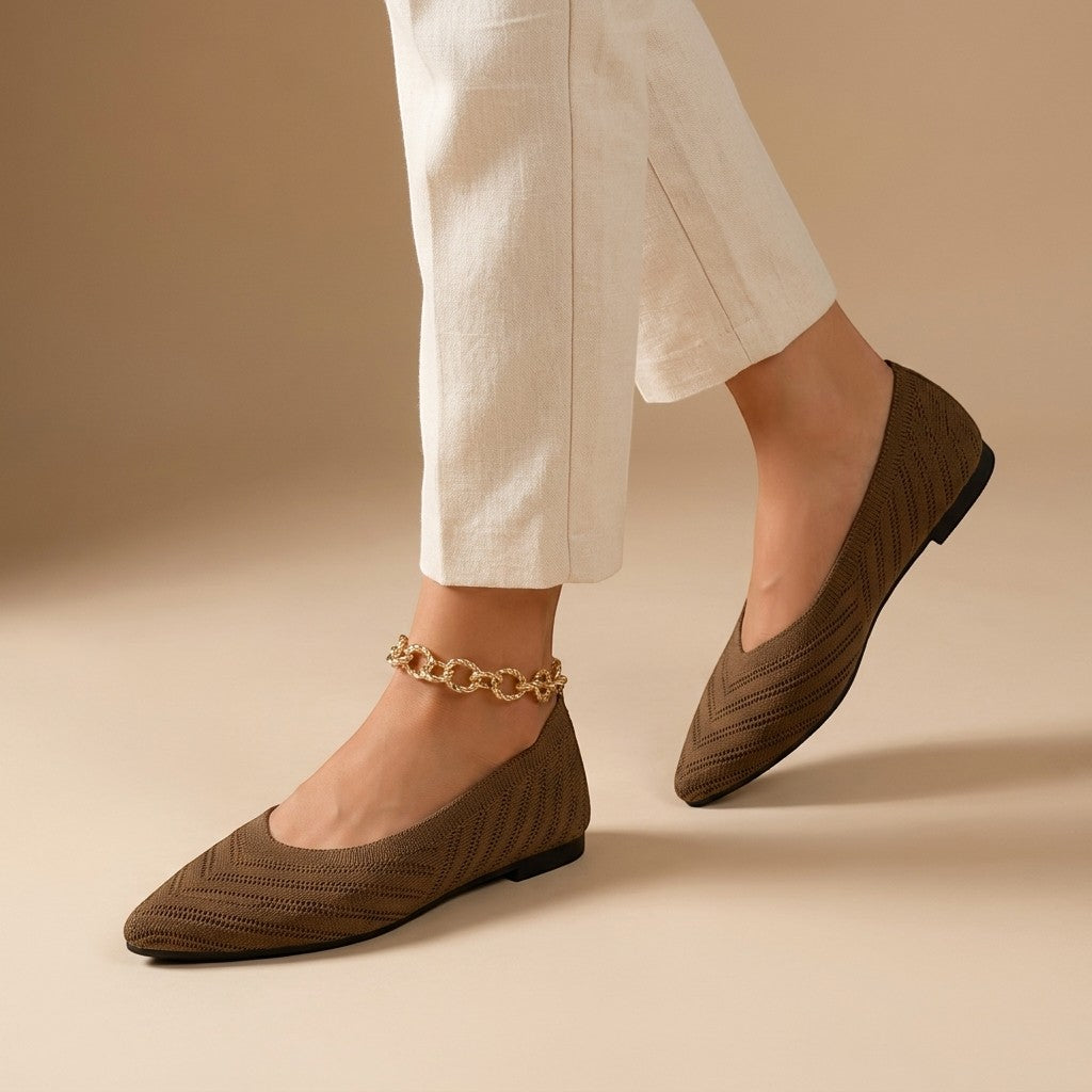 Elianthe | Women’s Slip-On Knit Loafers With Chain Detail