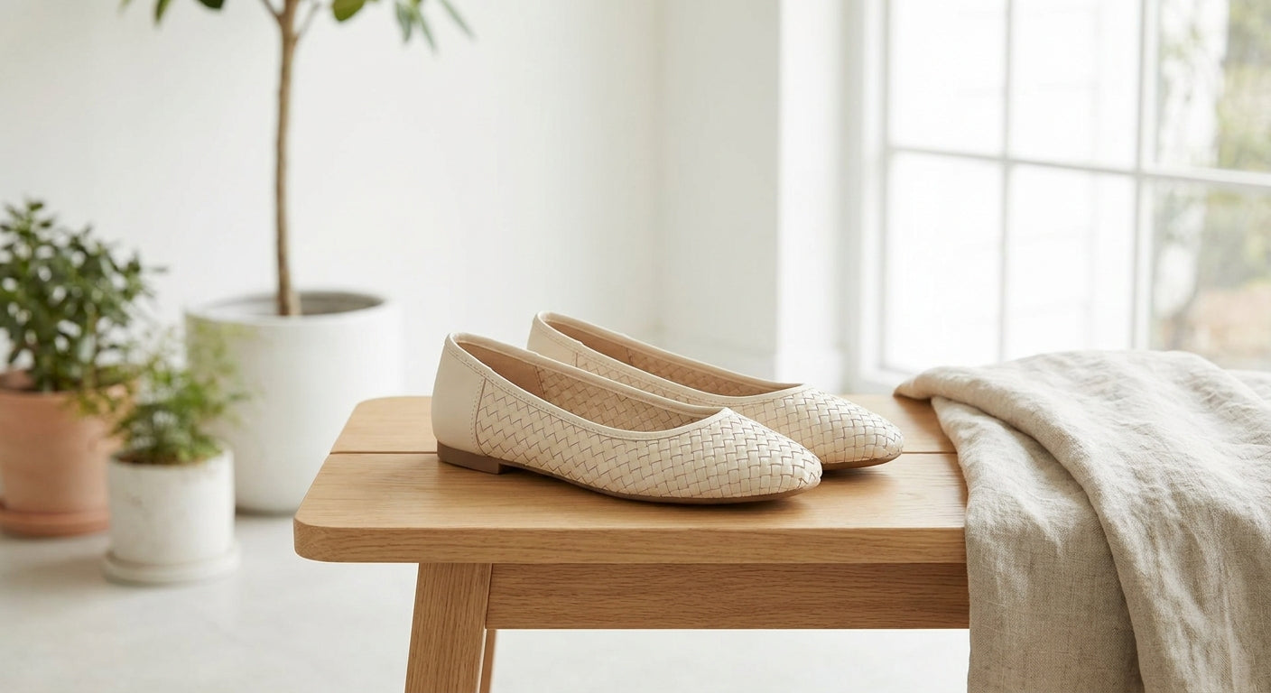 Womens Woven Vegan Leather Ballet Flats | Elegant Lightweight Summer Shoes 5