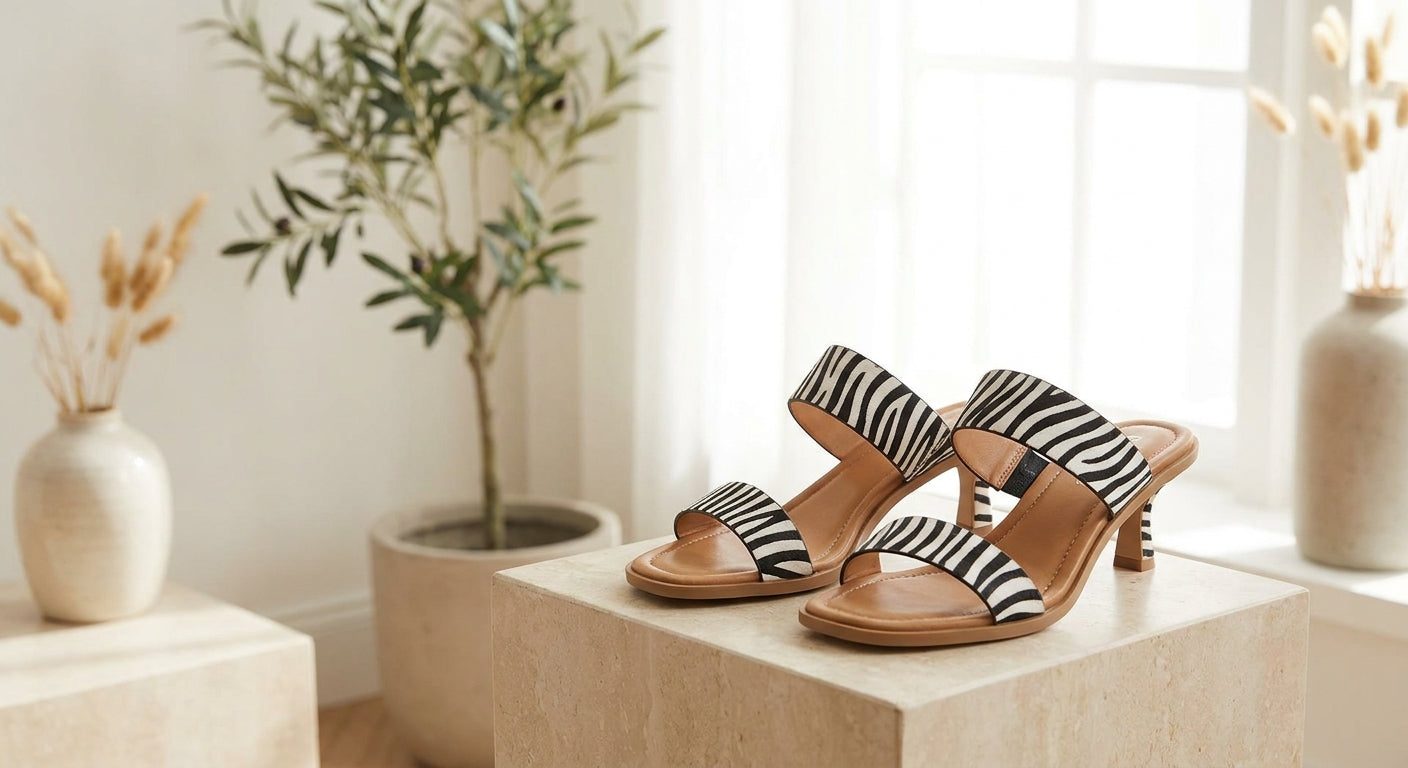Women's Synthetic Zebra Print Sandals | Stylish Comfortable Mid-Heel Footwear