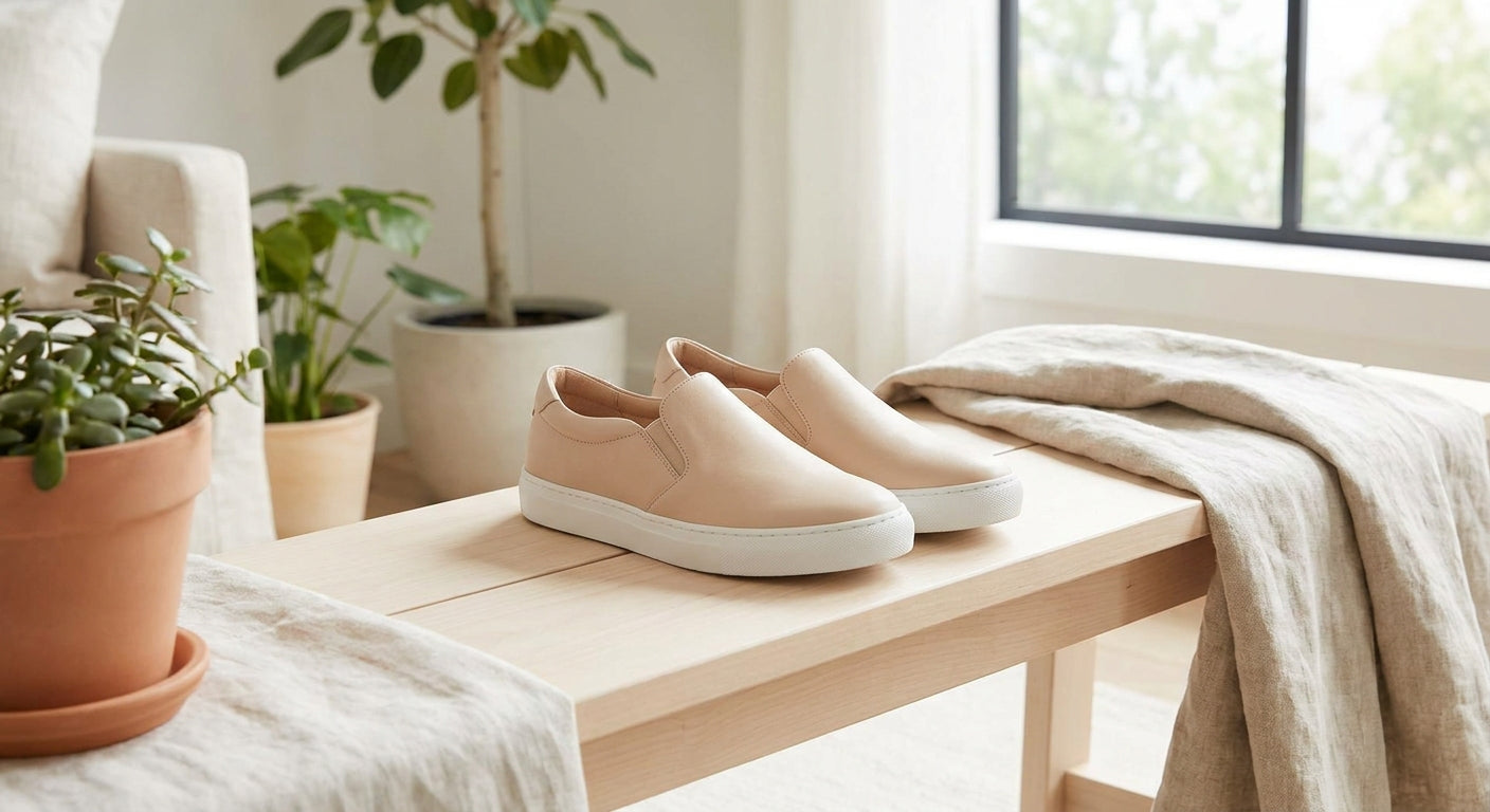 Women's Soft Leather Slip-On Sneakers | Lightweight Elegant Casual Shoes