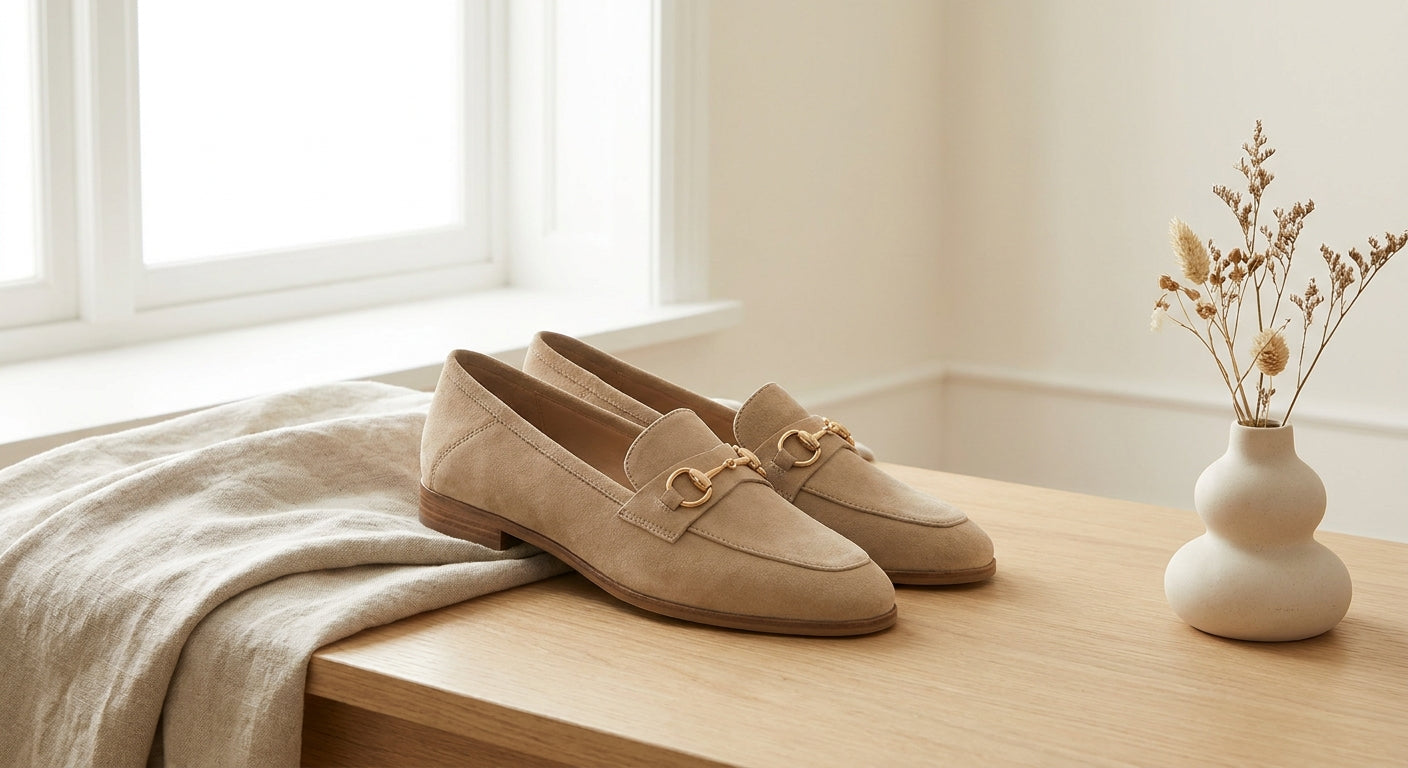 Women's Premium Suede Loafers | Elegant Slip-On Comfort Flats with Classic Horsebit Detail