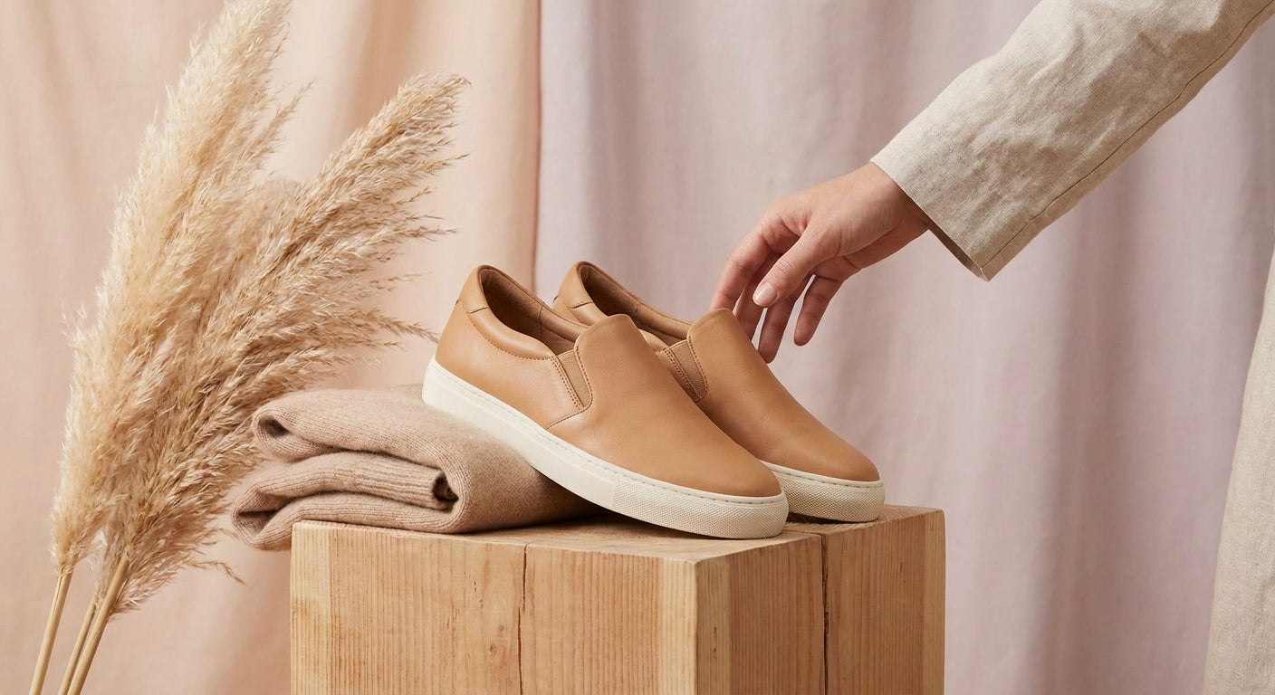 Women's Soft Leather Slip-On Sneakers | Lightweight Elegant Casual Shoes