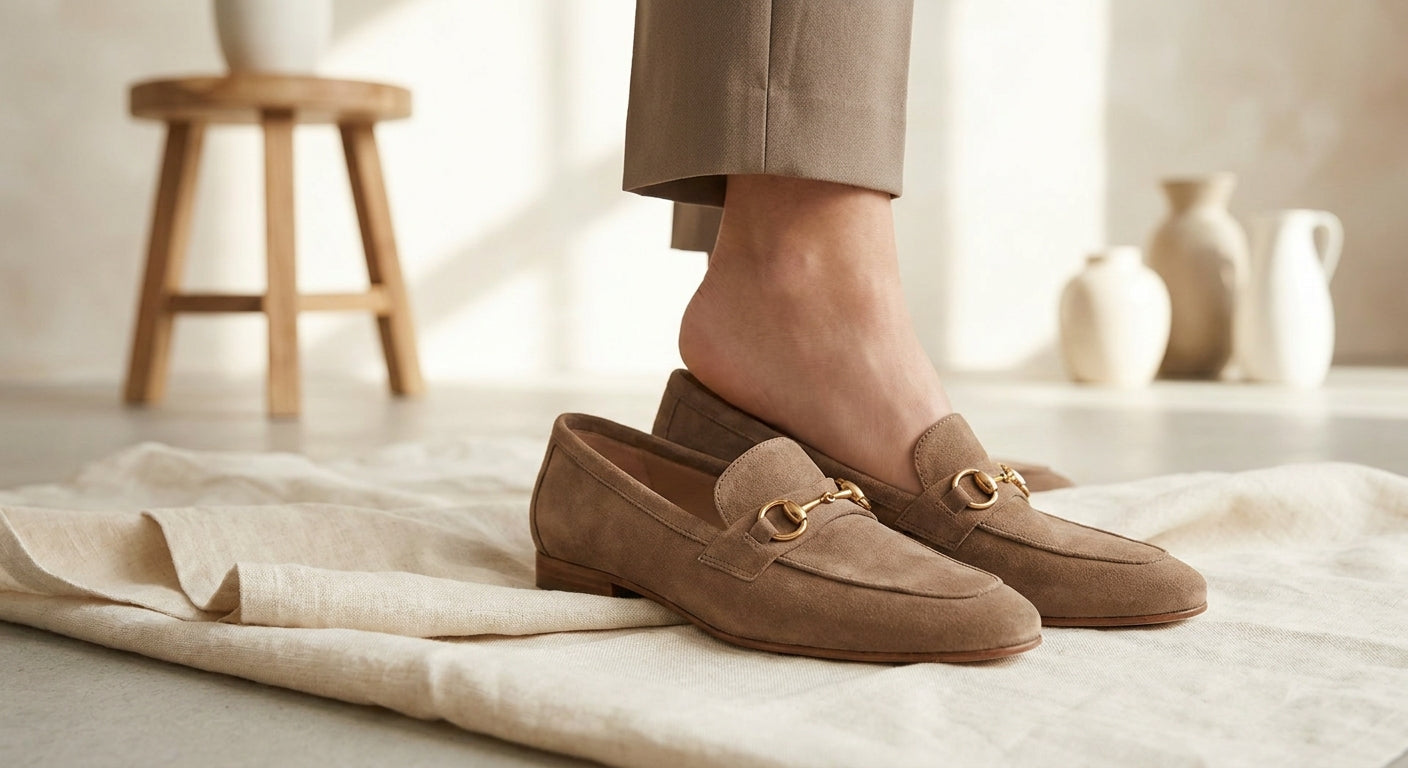 Women's Premium Suede Loafers | Elegant Slip-On Comfort Flats with Classic Horsebit Detail