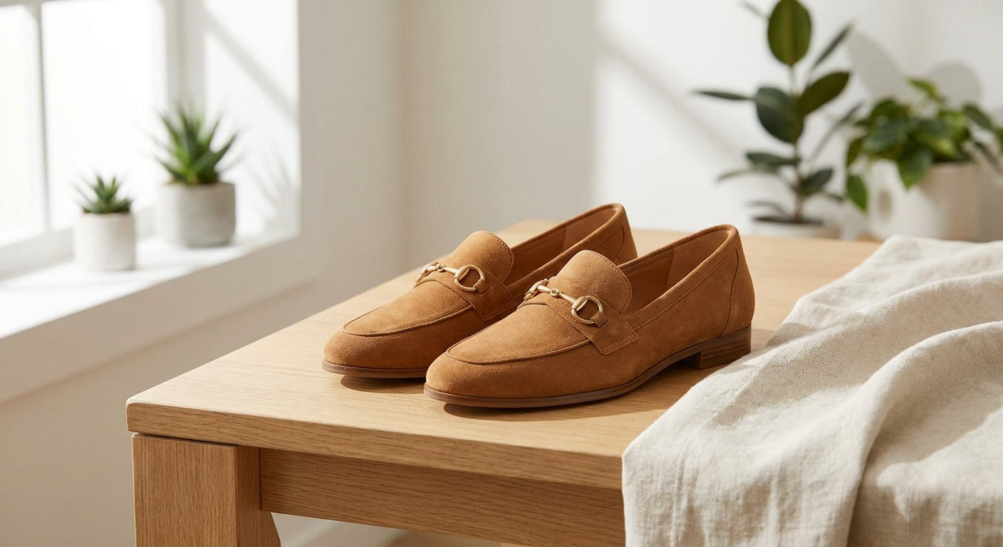 Women's Premium Suede Loafers | Elegant Slip-On Comfort Flats with Classic Horsebit Detail
