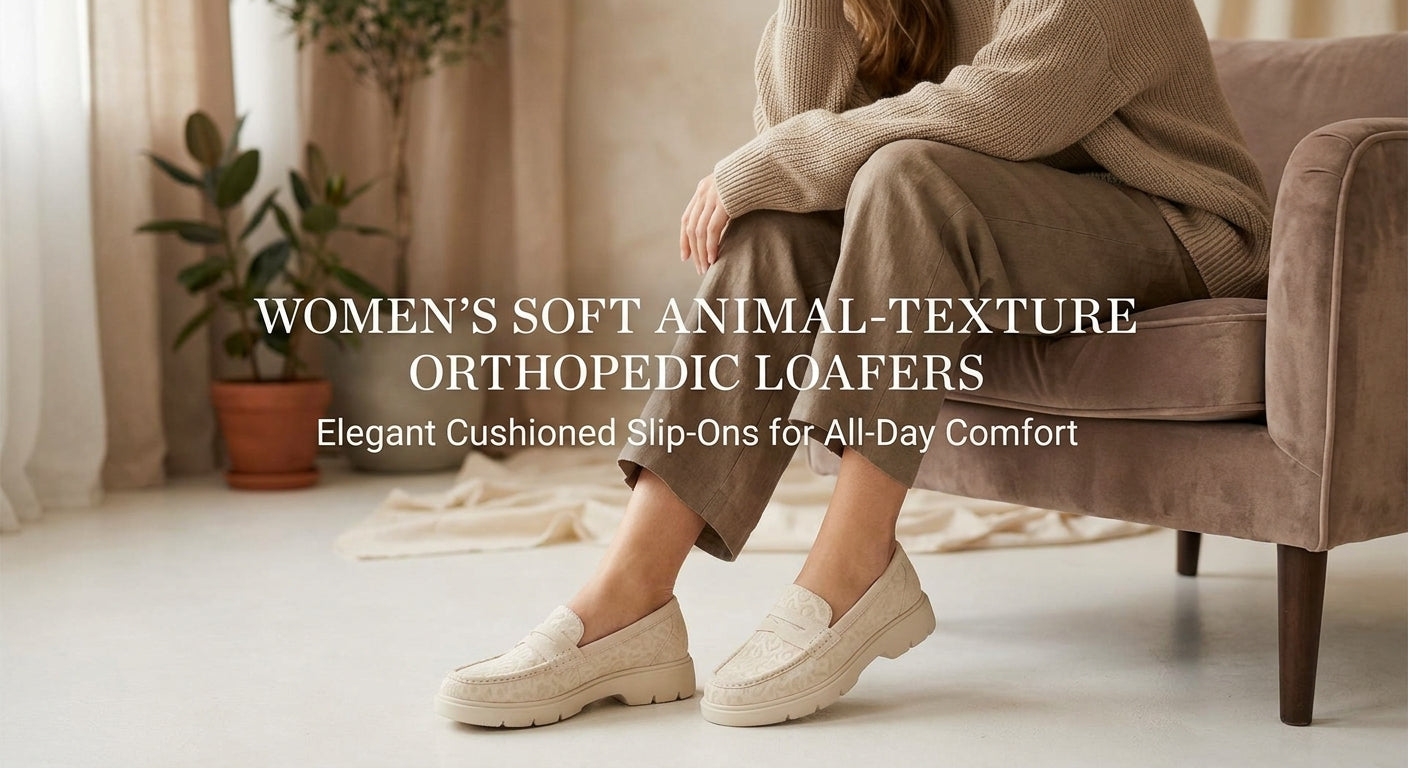 Women's Soft Animal-Texture Orthopedic Loafers | Elegant Cushioned Slip-Ons for All-Day Comfort