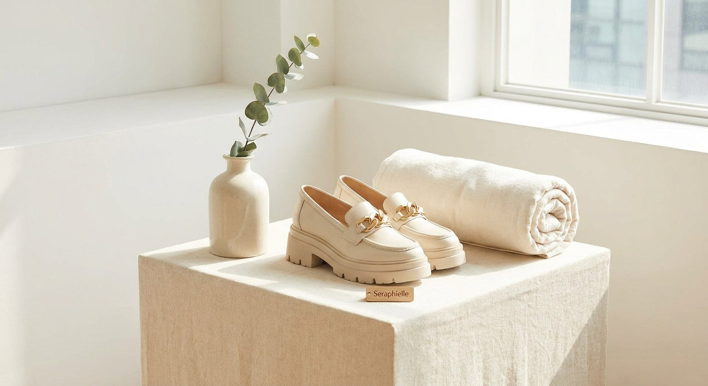 Seraphielle | Women’s Platform Loafers With Gold Chain Accent