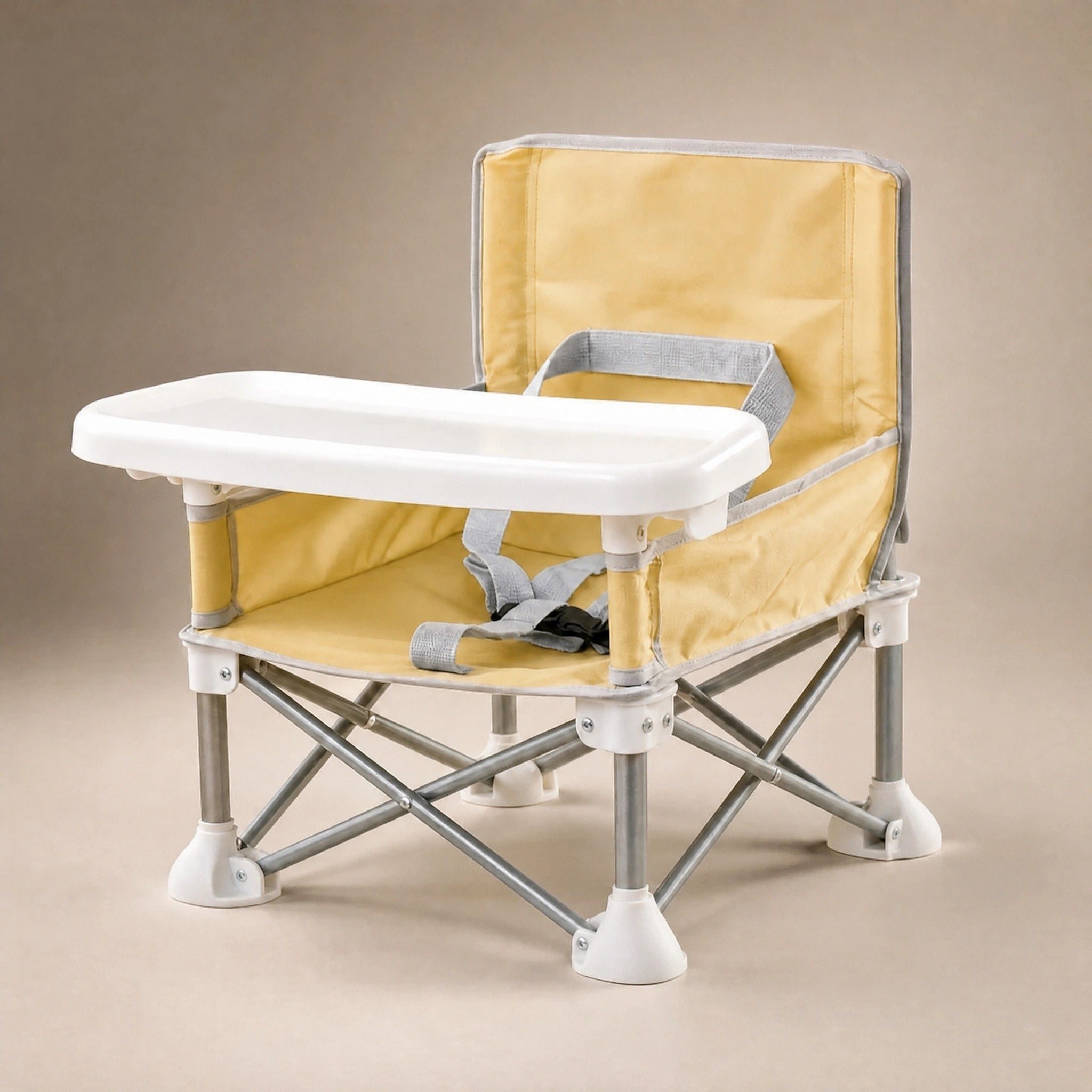 Foldable Baby Camping Chair with Removable Tray and Safety Harness for Travel