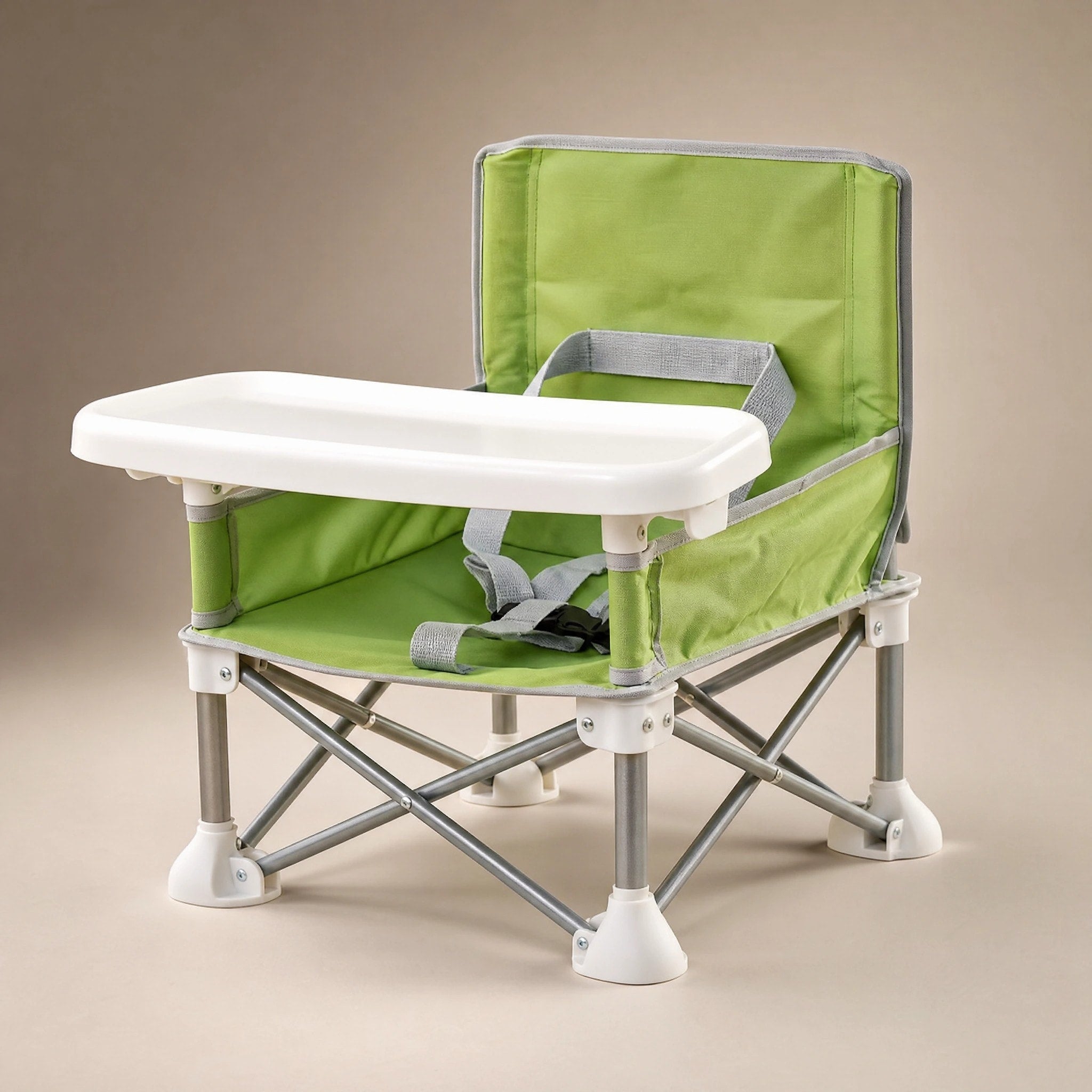 Foldable Baby Camping Chair with Removable Tray and Safety Harness for Travel