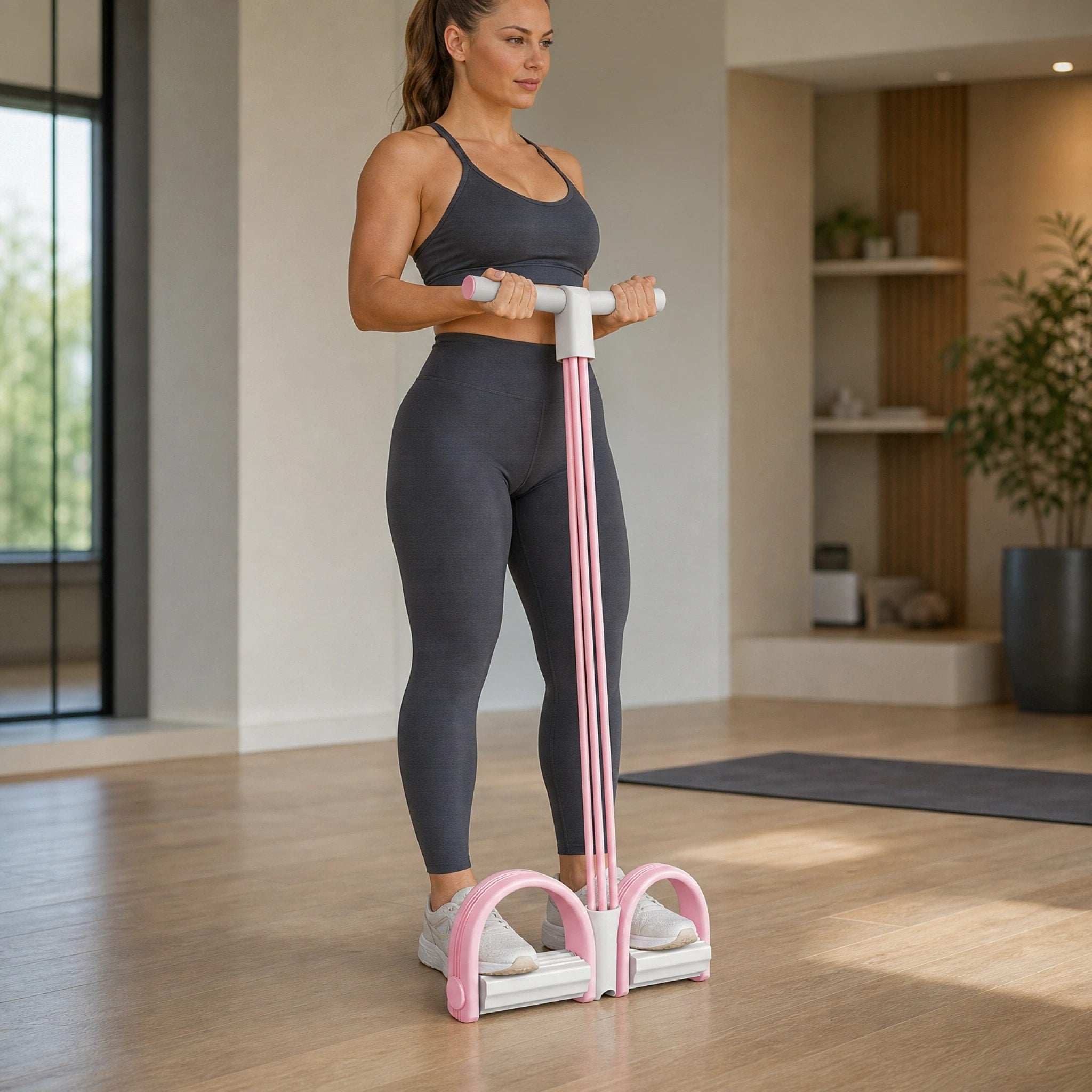 Full Body Resistance Band Trainer with Foam Handles and Foot Pedals