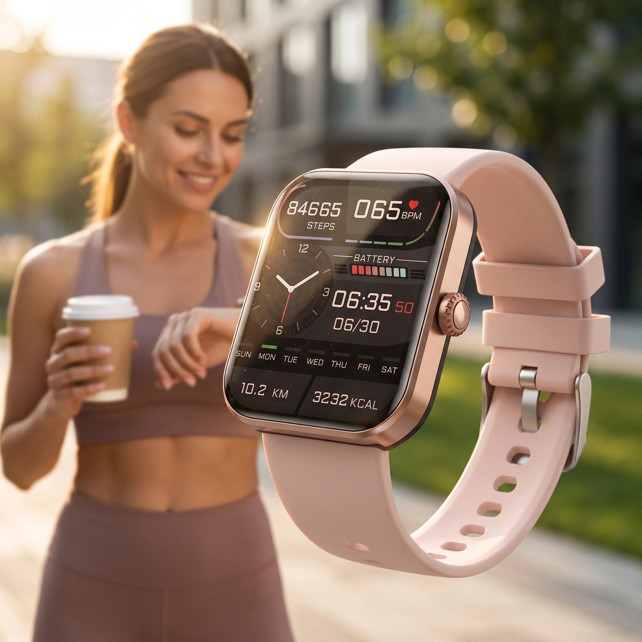 Montre connectée santé avec suivi d'activité, affichage Bluetooth et surveillance du bien-être