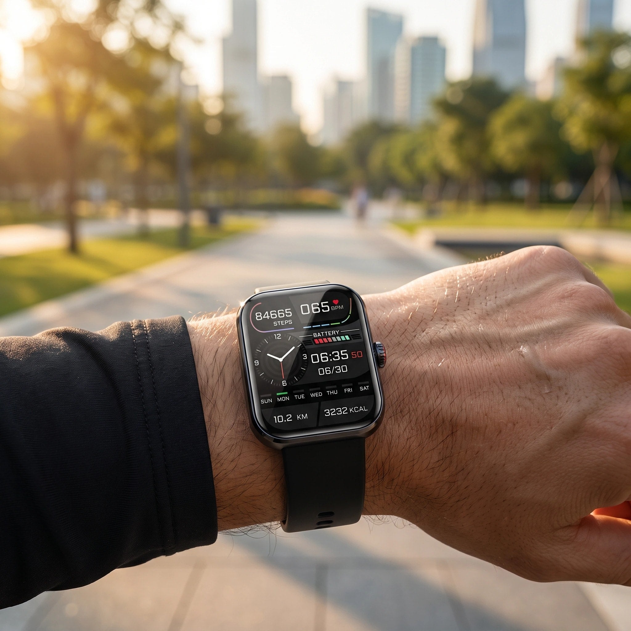 Montre connectée santé avec suivi d'activité, affichage Bluetooth et surveillance du bien-être