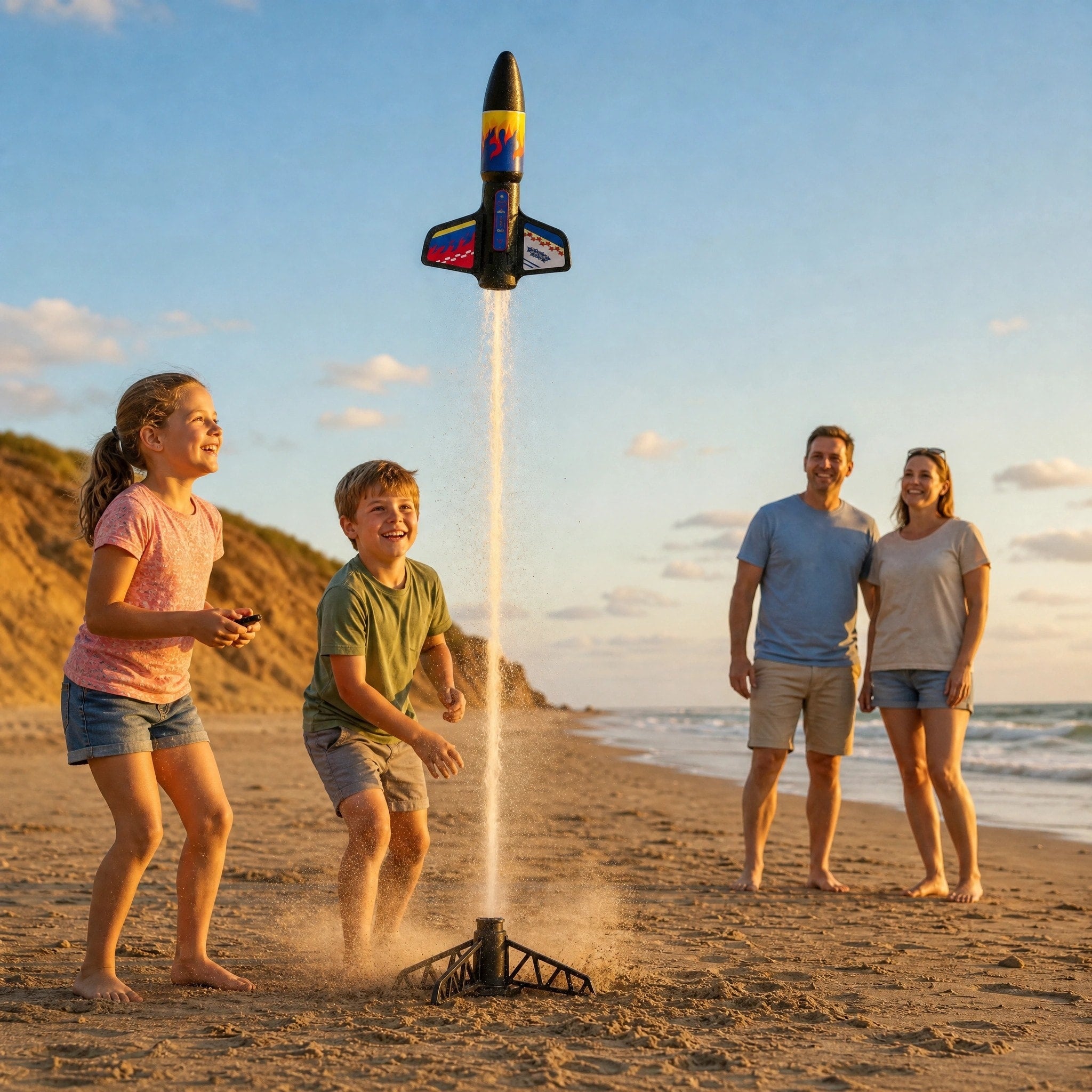 Kids Electric Rocket Launcher with Parachute and USB Rechargeable Design