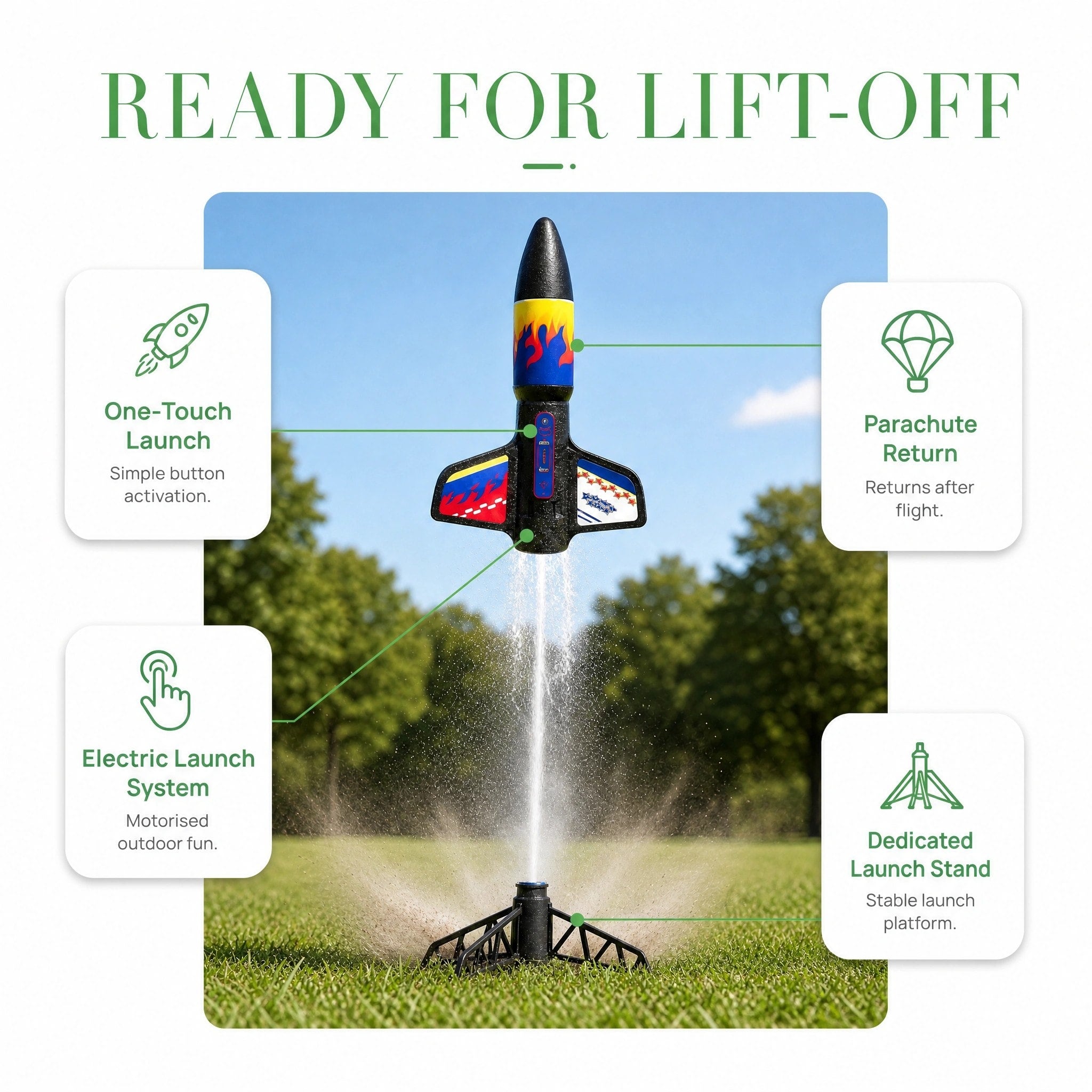Kids Electric Rocket Launcher with Parachute and USB Rechargeable Design