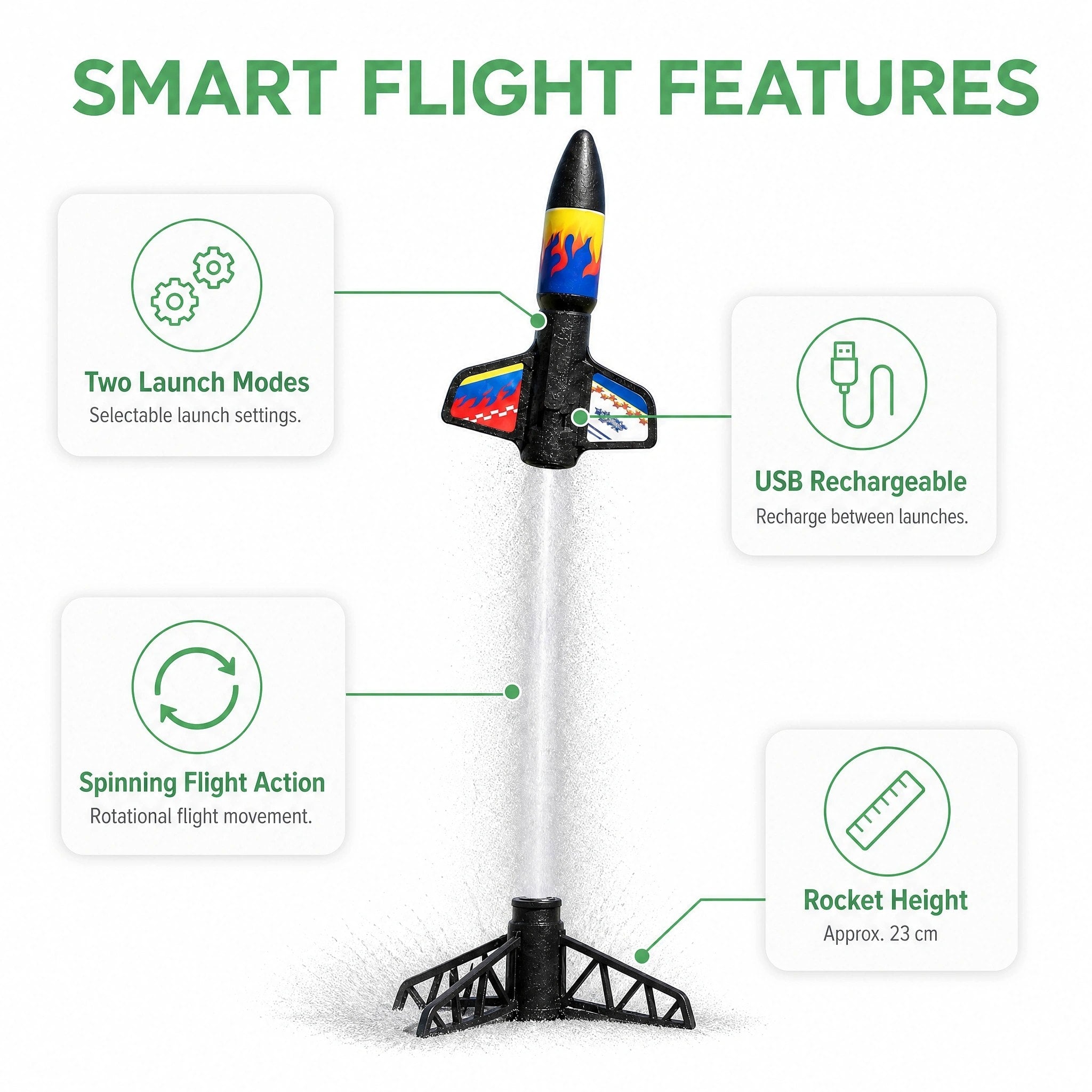 Kids Electric Rocket Launcher with Parachute and USB Rechargeable Design
