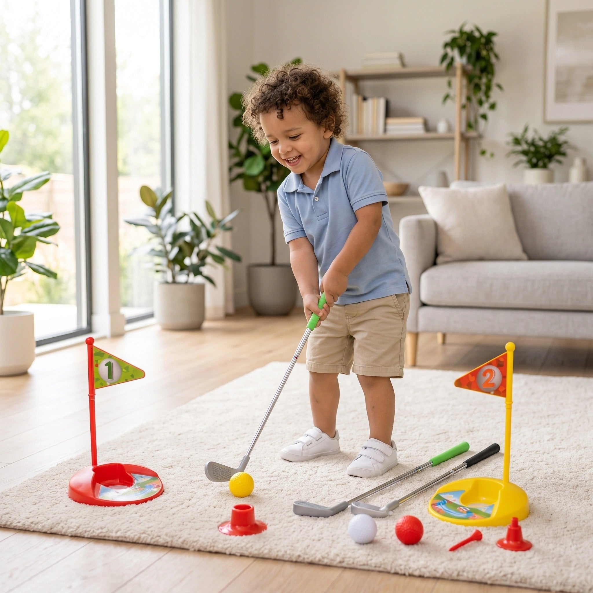 Ensemble de golf pour enfants avec clubs réglables, balles, tees et cibles à trous