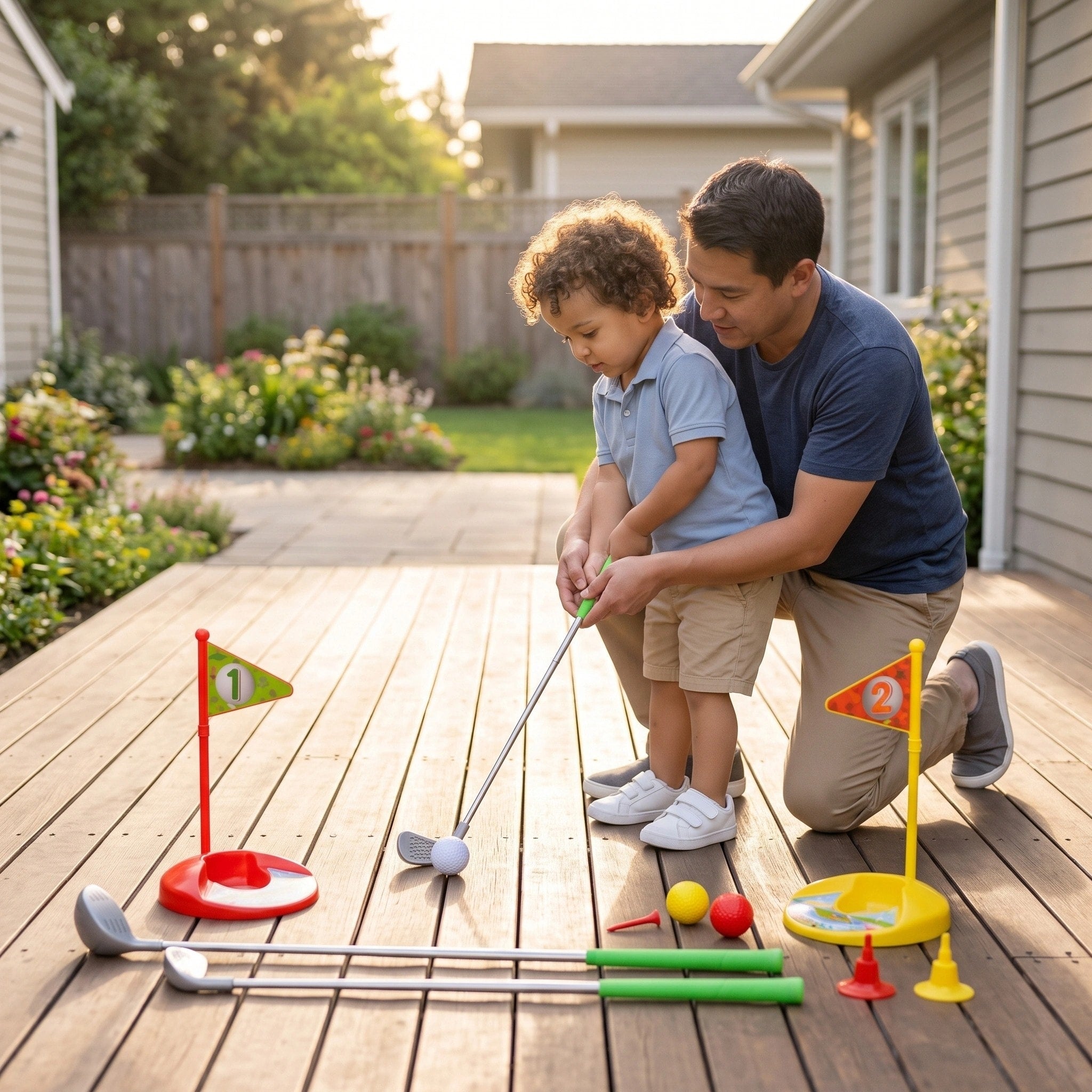 Ensemble de golf pour enfants avec clubs réglables, balles, tees et cibles à trous